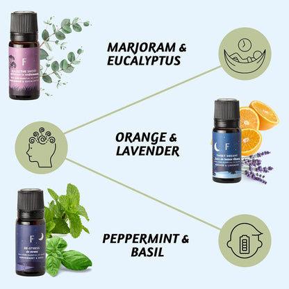 Sleep Essential Oils Set for Diffuser | Set of 6 Aromatherapy Oils for Better Sleep, Relaxation & Meditation | Lavender, Rosemary, Peppermint & Calming Blends | Self Care Gift for Her & Him