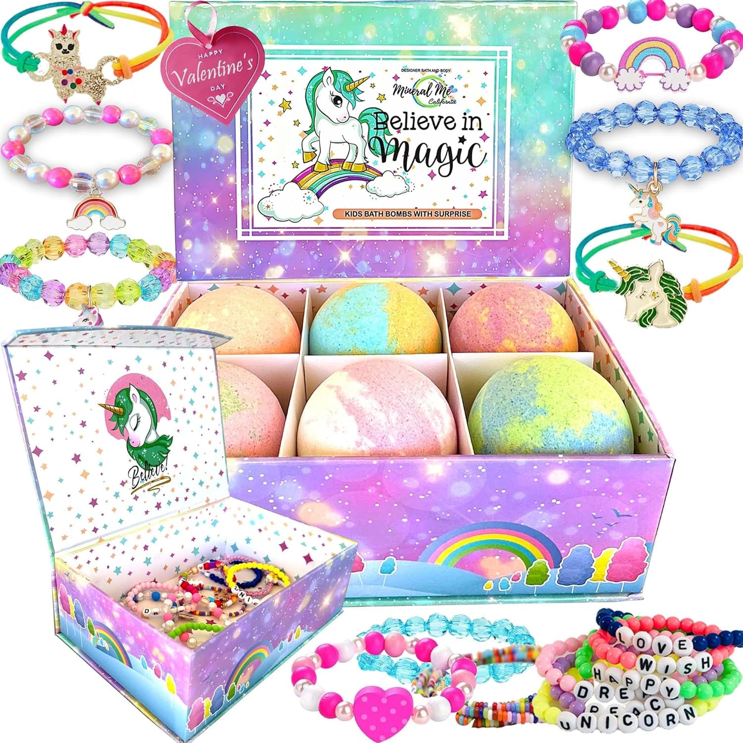Bath Bombs for Kids with Surprise Inside, Unicorn Bath Bombs for Girls with Jewelry & Jewelry Box for Kids - Organic, Skin Moisturizing, Natural Bubble Bath, Birthday Gifts for Girls