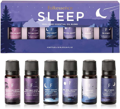 Sleep Essential Oils Set for Diffuser | Set of 6 Aromatherapy Oils for Better Sleep, Relaxation & Meditation | Lavender, Rosemary, Peppermint & Calming Blends | Self Care Gift for Her & Him