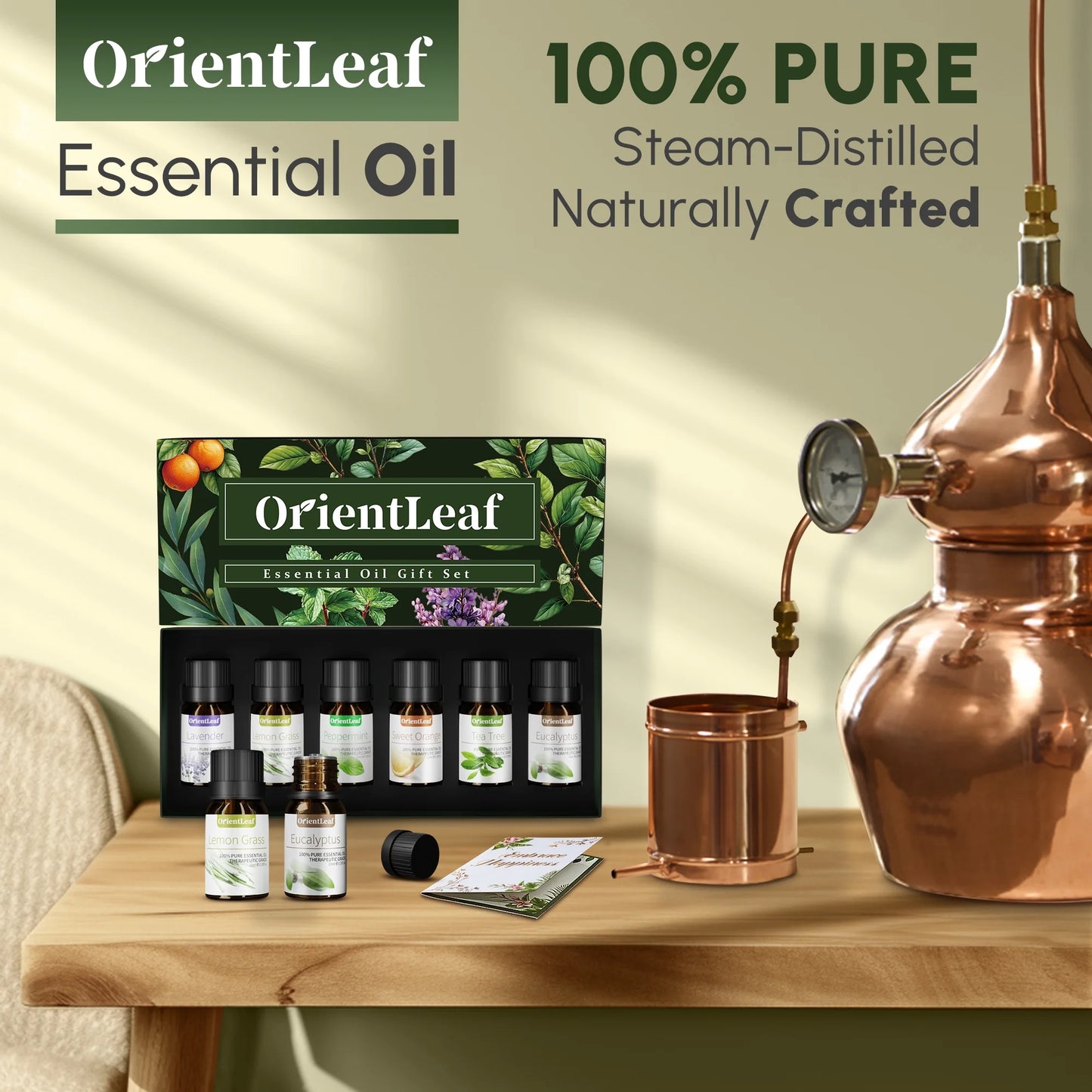 Essential Oils Set with Greeting Card, 100% Pure Essential Oil for Diffuser, Aromatherapy, Sleep, Massage & DIY, Gift Sets for Women