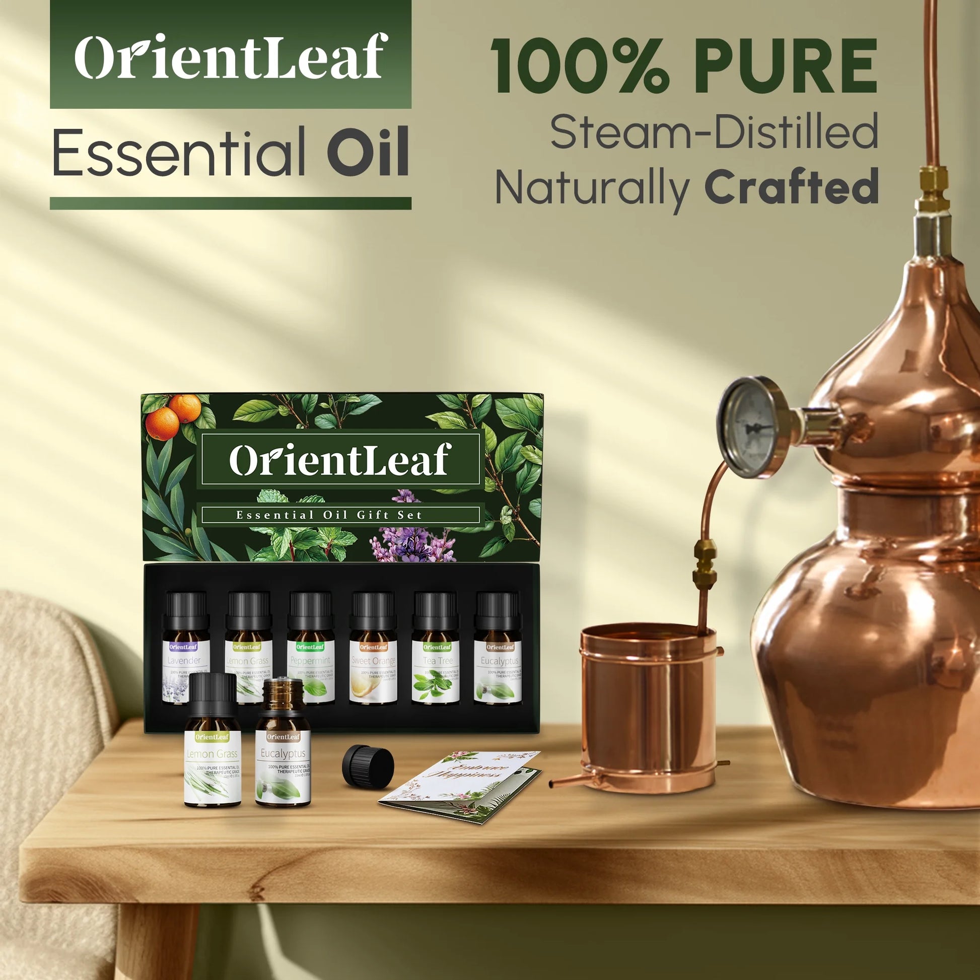 Essential Oils Set with Greeting Card, 100% Pure Essential Oil for Diffuser, Aromatherapy, Sleep, Massage & DIY, Gift Sets for Women