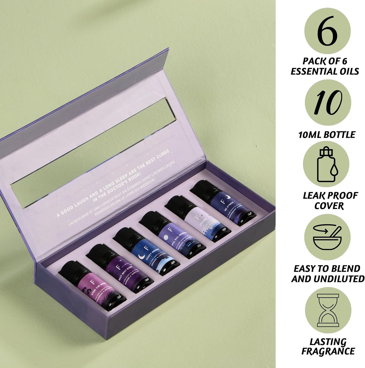 Sleep Essential Oils Set for Diffuser | Set of 6 Aromatherapy Oils for Better Sleep, Relaxation & Meditation | Lavender, Rosemary, Peppermint & Calming Blends | Self Care Gift for Her & Him