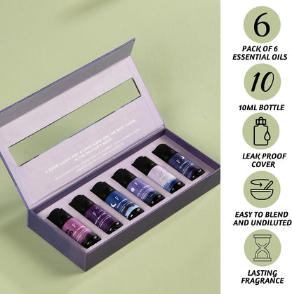 Sleep Essential Oils Set for Diffuser | Set of 6 Aromatherapy Oils for Better Sleep, Relaxation & Meditation | Lavender, Rosemary, Peppermint & Calming Blends | Self Care Gift for Her & Him