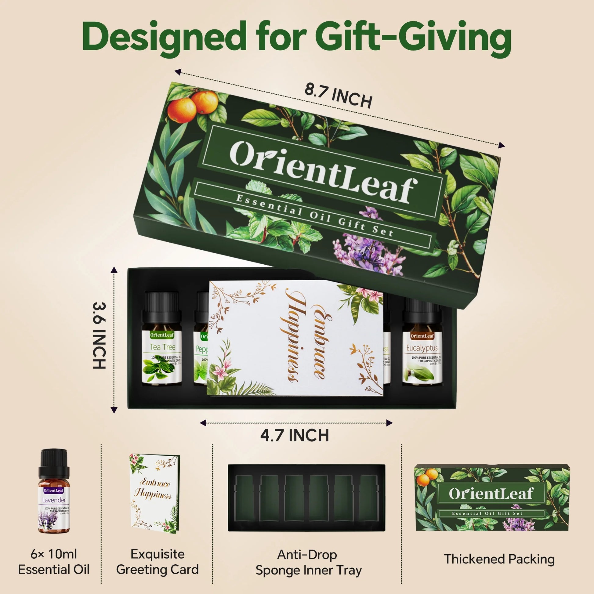 Essential Oils Set with Greeting Card, 100% Pure Essential Oil for Diffuser, Aromatherapy, Sleep, Massage & DIY, Gift Sets for Women