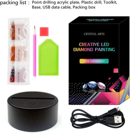 Diamond Painting Night Lamp Lamp Card DIY Decorative Painting Night Lamp Bedroom Lighting Night Lamp DIY Diamond Painting Lamp with LED Lamp Child Night Lamp Bedside Night Lamp Home Decoration Lamp