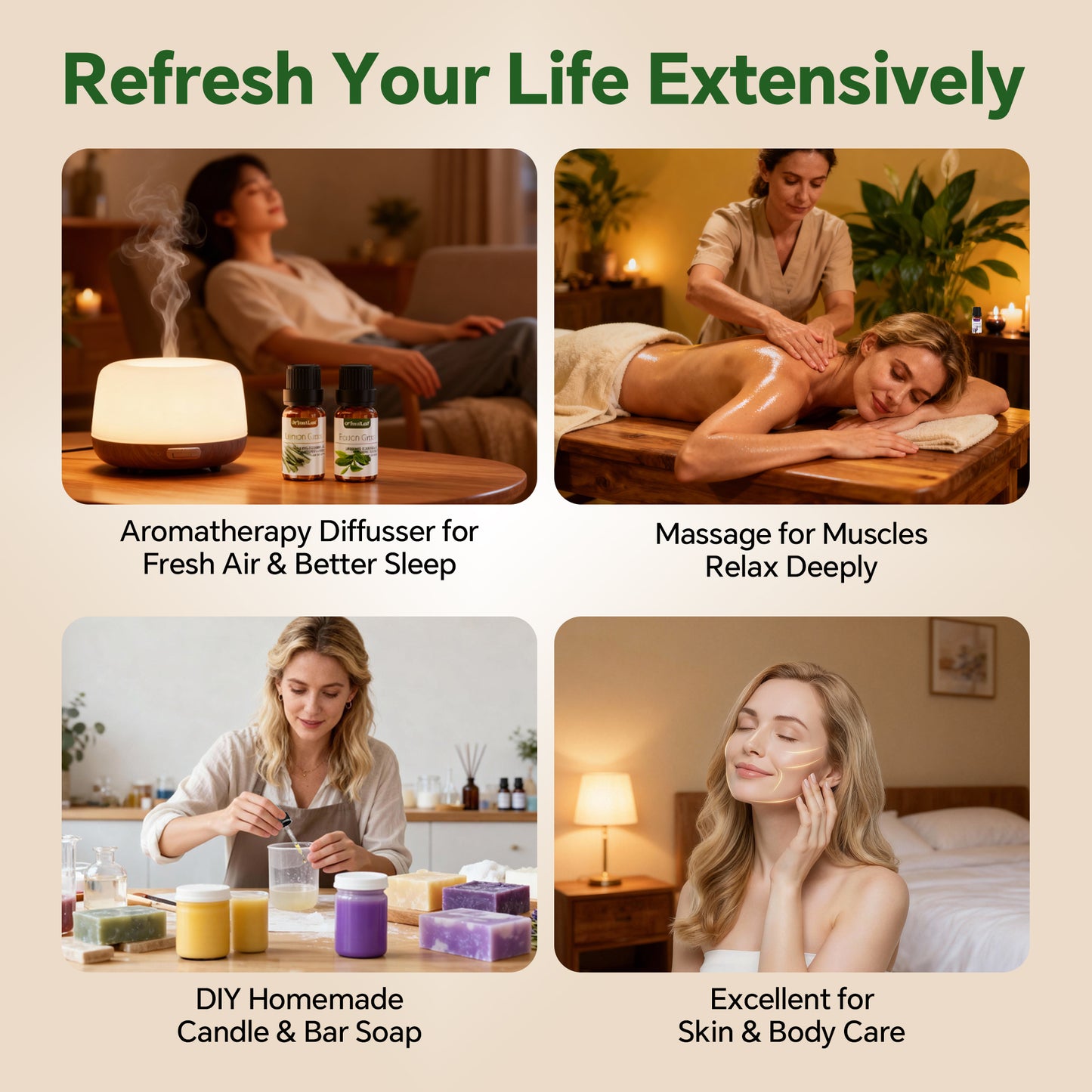 Essential Oils Set with Greeting Card, 100% Pure Essential Oil for Diffuser, Aromatherapy, Sleep, Massage & DIY, Gift Sets for Women